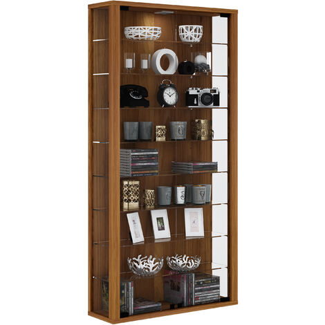Vitrosa Maxi Vitrine murale avec 2 portes vitrées, éclairage inclus, imitation noyer.