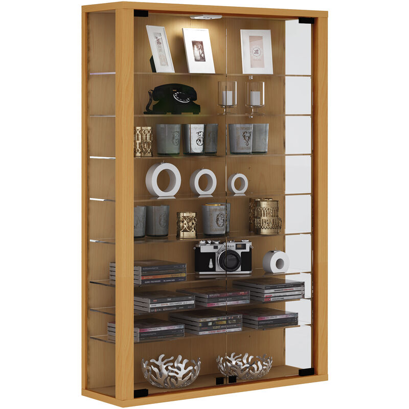 Ebuy24 - Vitrosa Mini Vitrine murale avec 2 portes vitrées, éclairage inclus, imitation hêtre léger.