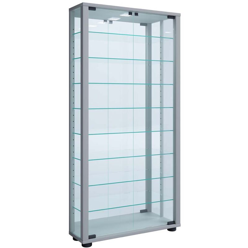 Ebuy24 - VitrosaMaxi citrine accroché au mur avec miroir 2 portes en verre Incl. lumières led couleur argent.