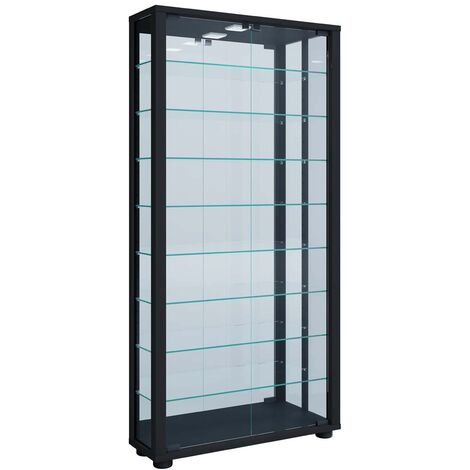 VitrosaMaxi citrine accroché au mur avec miroir 2 portes en verre Incl. lumières LED noir.