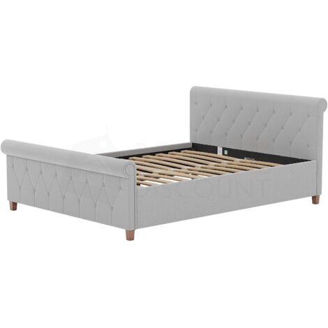 Vittorio 4ft6 Double Fabric Bed Frame, 135 x 190 cm, Light-Grey-Linen