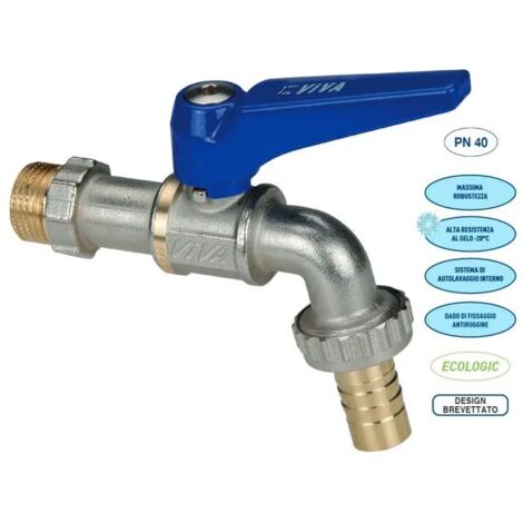 Viva 1740 rubinetto sfera con portagomma ø1" leva blu 1740B406