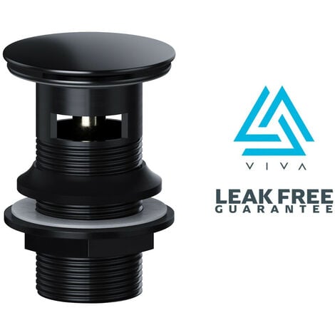 Viva Matt Black Slotted Basin Sink Bathroom Waste Plug Hole Leak Free 1 1/4