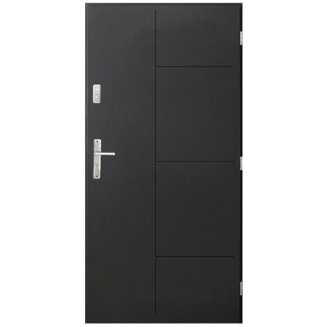 Viva – Porte d'entrée acier inoxydable 80 cm – Couleur noyer – Sens d'ouverture : poussant gauche – 3 points de verrouillage – Isolation thermique A