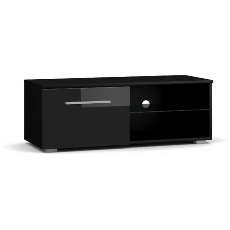 Vivaldi TV-Schrank MOON 100 cm Schwarz Hochglanz Lowboard Fernsehtisch - Schwarz