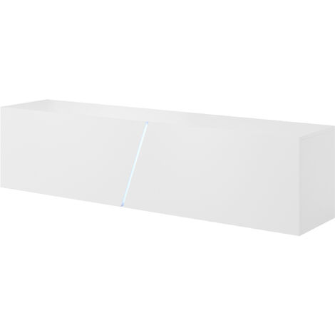 Vivaldi TV-Schrank SLANT 160 cm Weiß Hochglanz Hängend / Stehend Lowboard Fernsehtisch + RGB LED - Weiß