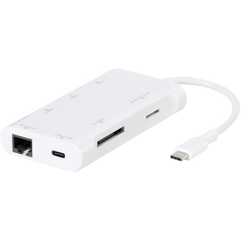 Vivanco USB-C® Adaptateur [1x USB-C® mâle - 7x HDMI femelle, Slot pour carte MicroSD, RJ45 femelle, port carte SD, USB 3.0 femelle type A, USB 3.0 S245102