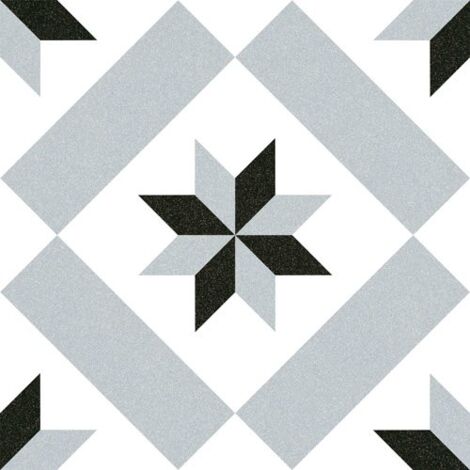 Vives Azulejos Y Gres – Carrelage grès cérame effet carreau de ciment 20x20cm gris satiné – Épaisseur 8mm – Boîte de 1m² pour murs et sols intérieurs