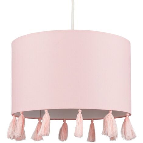 Vivian Modern Pink Drum Tassel Living Room Bedroom Hallway Ceiling Pendant Light Shade