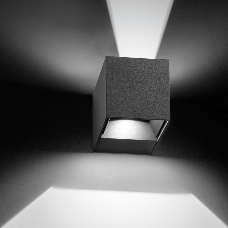 Image of Vivida - IRIDE Applique Led a cubo da esterno , flussoregolabile , con finitura Antracite - Dark Grey