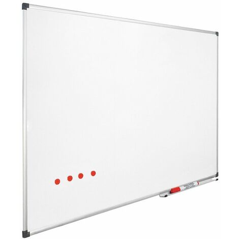 Vivol – Tableau blanc magnétique 75 x 100 cm – Acier laqué – Effaçable à sec – Cadre aluminium – Montage mural portrait/paysage