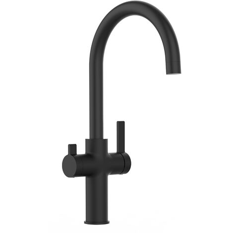 VIZIO Robinet de Cuisine Mitigeur 3 voies noir mat bec U pivotant 360° à utiliser avec filtres sous evier - FC