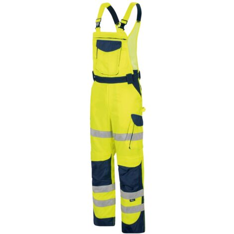 Vizwell Herren Warnschutz-Kontrast-Latzhose VWTC115 Gr. 60 gelb/marine