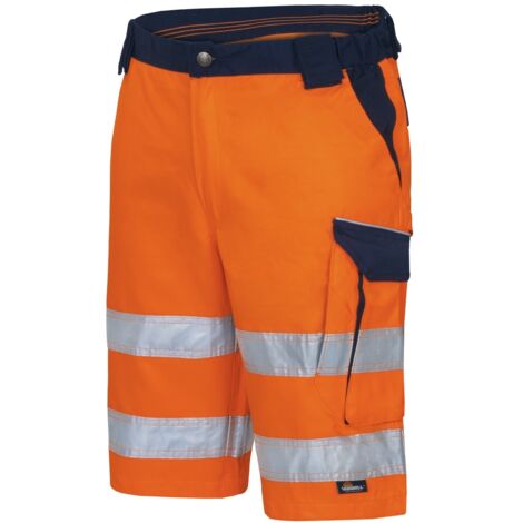 Vizwell Herren Warnschutz-Kontrast-Short VWTC114 Gr. 52 orange/marine