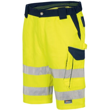 Vizwell Herren Warnschutz-Kontrast-Short VWTC114 Gr. 66 gelb/marine