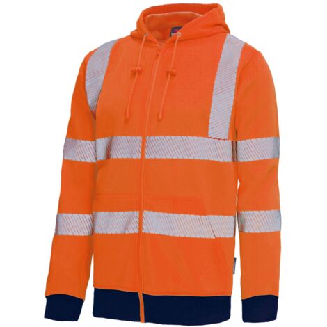 Vizwell Warnschutz-Sweatjacke VW14B Gr. 4XL leuchtorange/marine