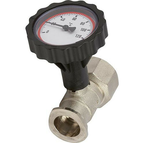 VL-robinet bois- sphe- bride de pompe 1" avec poignee thermometre rouge nickele