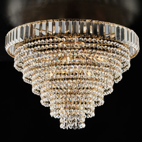 Vladimir Plafonnier en fer et laiton doré avec strass 6 lumières H.40 d.51 BL263-PL6-OR