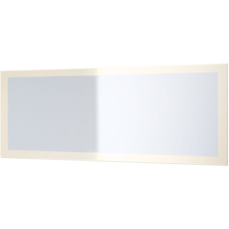 Vladon Miroir mural miroir rectangulaire Lima V3 139 cm pour hall vestiaire salon - Crème haute brillance - Crème haute brillance