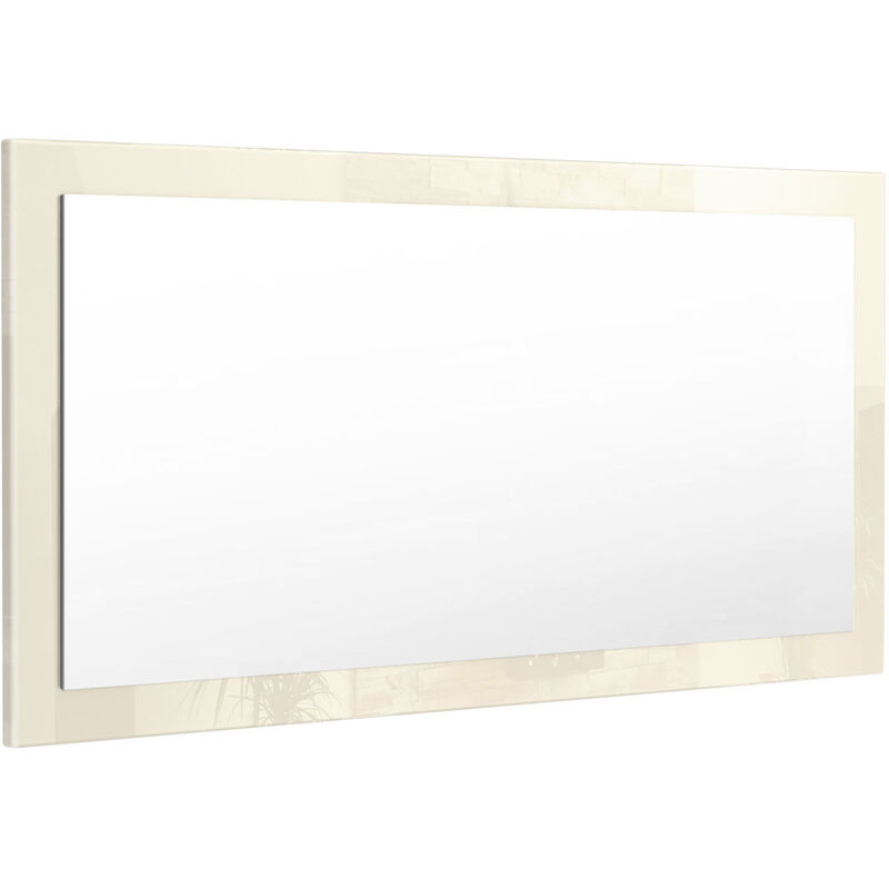 Vladon Miroir mural miroir rectangulaire Lima V2 110 cm pour hall vestiaire salon - Crème haute brillance - Crème haute brillance