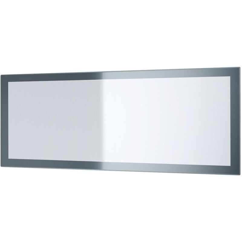 vladon - miroir mural miroir rectangulaire lima v3 139 cm pour hall vestiaire salon - gris haute brillance - gris haute brillance