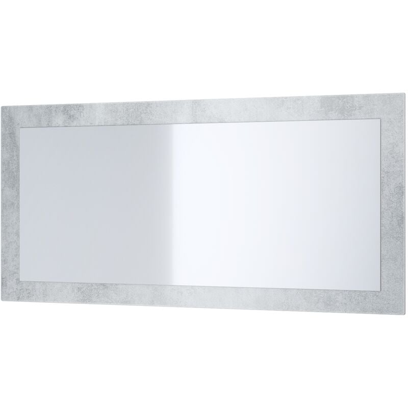 vladon miroir mural miroir rectangulaire lima v1 89 cm pour hall vestiaire salon - aspect béton oxyde - aspect béton oxyde