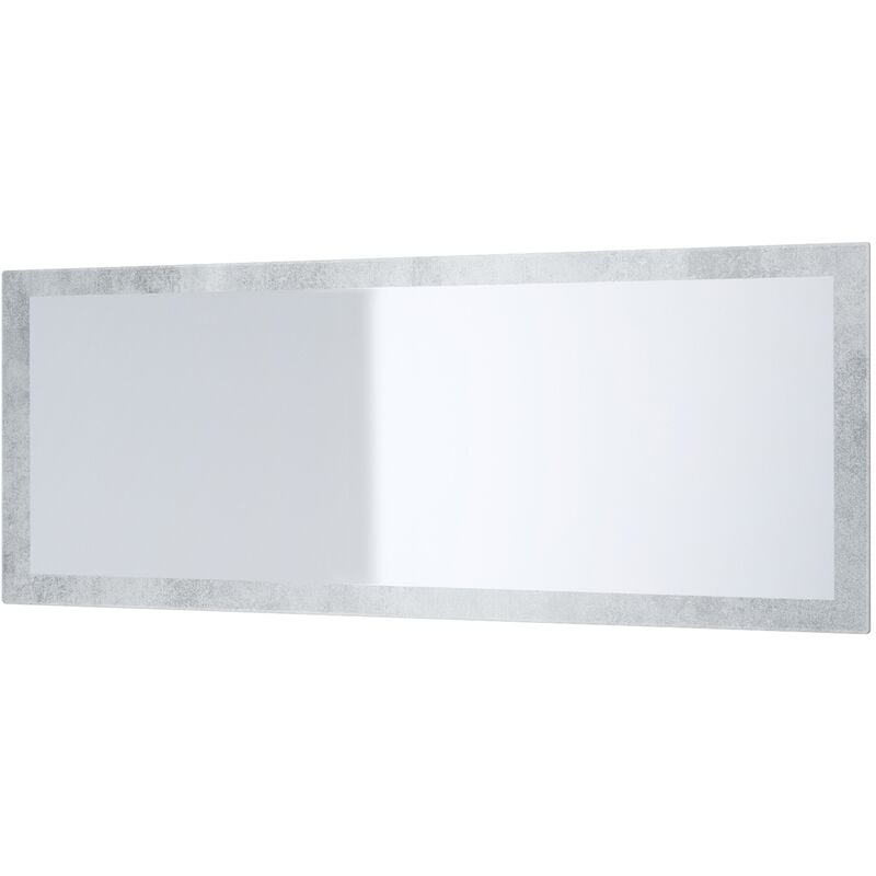 vladon - miroir mural miroir rectangulaire lima v3 139 cm pour hall vestiaire salon - aspect béton oxyde - aspect béton oxyde