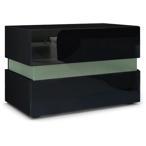 Nachttisch Flow, Nachttischschrank mit 2 Schubladen und Verglasung
