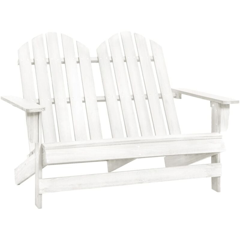 

vidaXL Otomana Adirondack de jardín 2 plazas madera de abeto blanco - Blanco