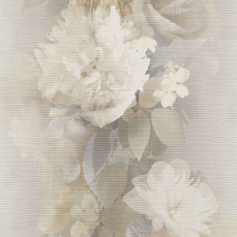 Vliestapete - AURORA - Hellbraun Olive Creme Blumen Floral Erismann - 1051337