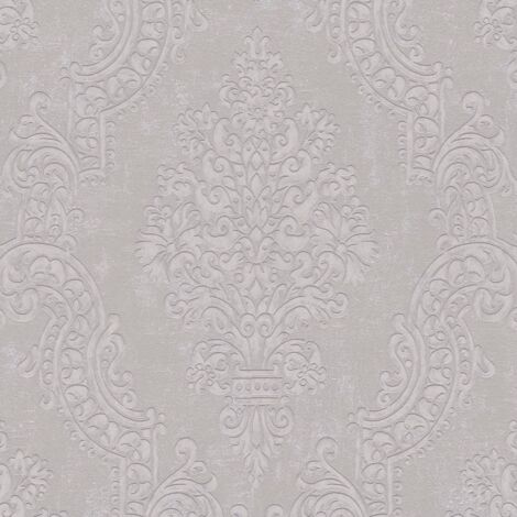 Vliestapete Beige Barock Tapete Gemustert gerader Ansatz Pure Elegance