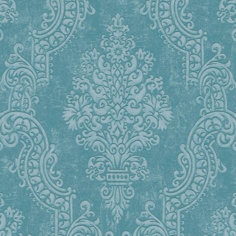 Vliestapete Blau Barock Tapete Gemustert gerader Ansatz Pure Elegance