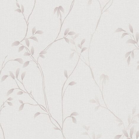 Vliestapete Creme Blätter Tapete Gemustert gerader Ansatz Pure Elegance