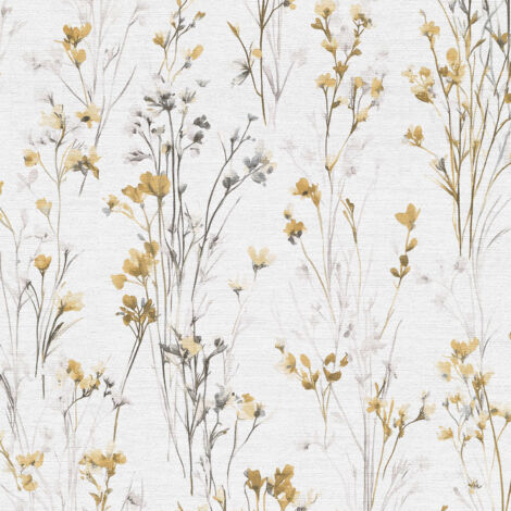 Vliestapete - Forest Dreams - Grau Gelb Weiß Blumen Floral Erismann - 1056120