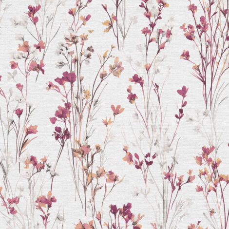 Vliestapete - Forest Dreams - Grau Lila Weiß Blumen Floral Erismann - 1056122
