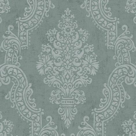 Vliestapete Grün Barock Tapete Gemustert gerader Ansatz Pure Elegance