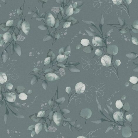 Vliestapete Grün Blumen Tapete Gemustert versetzter Ansatz Pure Elegance
