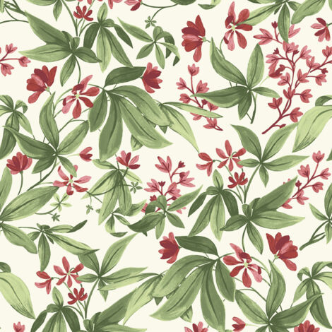 Vliestapete - Inia - Grün Weiß Beige Blumen Floral Grandeco - A80401