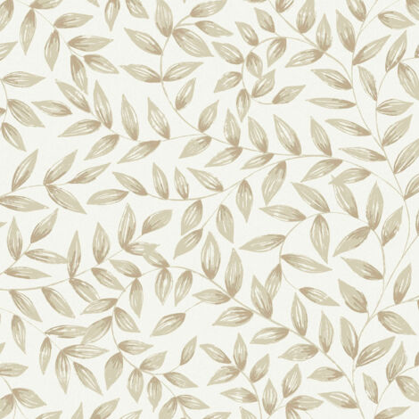 Vliestapete - Inia - Weiß Beige Creme Bäume Blätter Grandeco - A79201