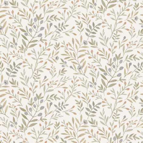 Vliestapete - Inia - Weiß Beige Gold Bäume Blätter Grandeco - A78802
