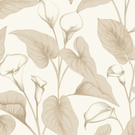 Vliestapete - Inia - Weiß Creme Beige Bäume Blätter Grandeco - A83602