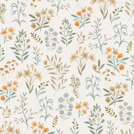 Vliestapete - Inia - Weiß Gold Grau Blumen Floral Grandeco - A80101