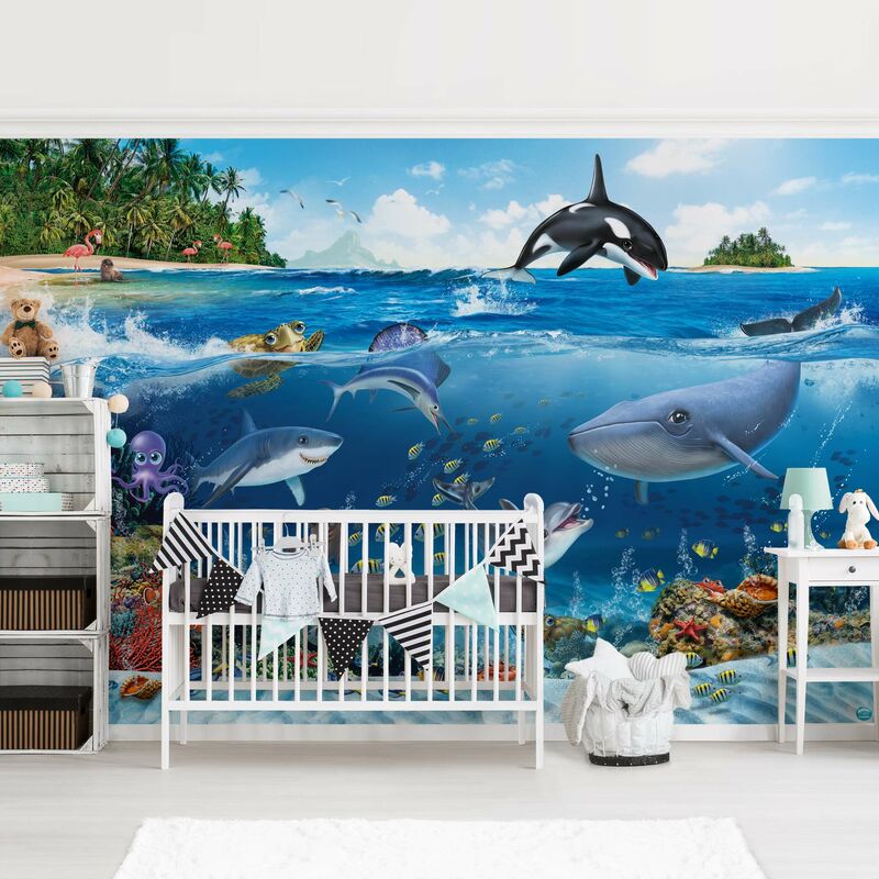 Vliestapete Kinderzimmer - Animal Club International - Unterwasserwelt mit Tieren - Fototapete Breit Größe HxB: 290cm x 432cm