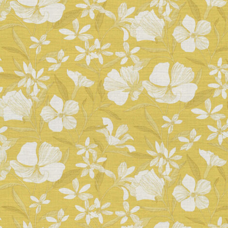 Vliestapete - La Terrasse - Grau Gelb Weiß Blumen Floral Erismann - 1051903