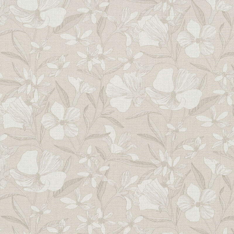 Vliestapete - La Terrasse - Helltaupe Taupe Hellbraun Blumen Floral Erismann - 1051932