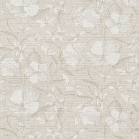 Vliestapete - La Terrasse - Helltaupe Taupe Hellbraun Blumen Floral Erismann - 1051932