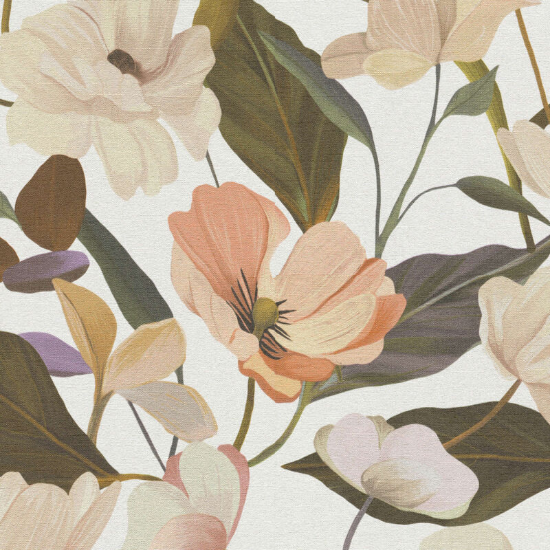 Vliestapete - Secret Garden - Koralle Hellbraun Creme Blumen Floral Erismann - 1050805