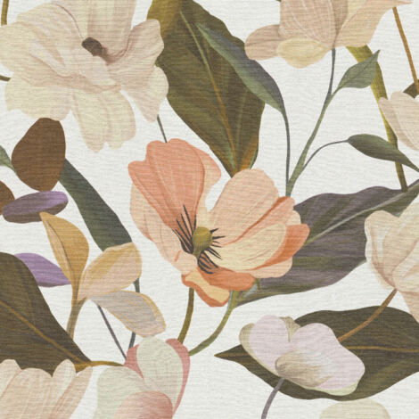 Vliestapete - Secret Garden - Koralle Hellbraun Creme Blumen Floral Erismann - 1050805
