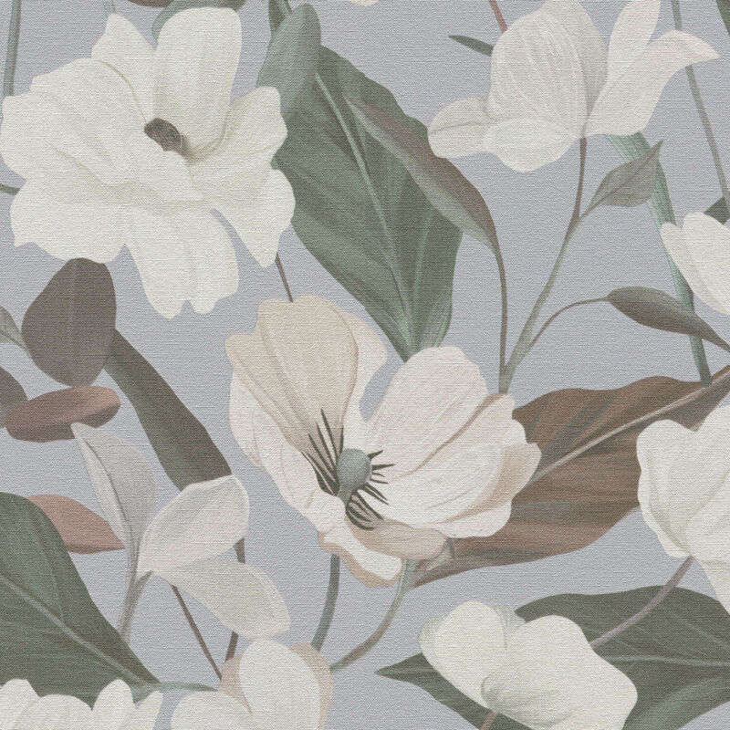 Vliestapete - Secret Garden - Taupe Hellgrau Braun Blumen Floral Erismann - 1050831