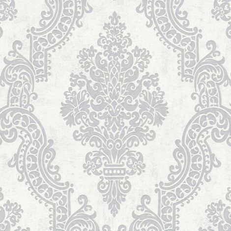 Vliestapete Weiß Barock Tapete Gemustert gerader Ansatz Pure Elegance